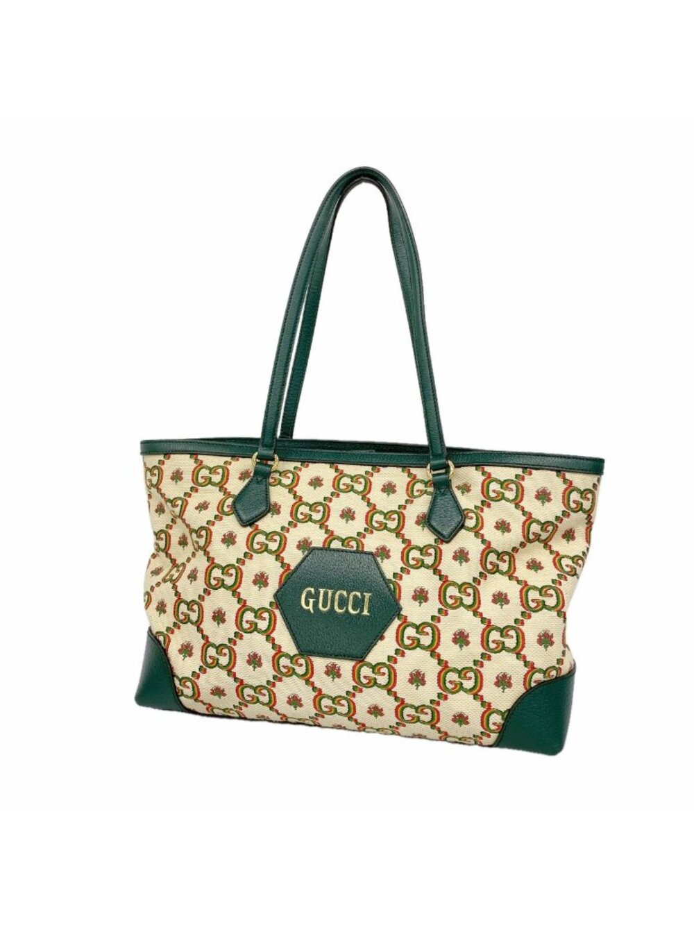 Gucci Tote Bag Limited Canvas Green Gold